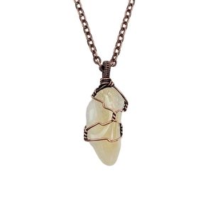 Citrine Necklace Jewelry Men Women Yellow Crystal Stone Copper Handmade Artisan